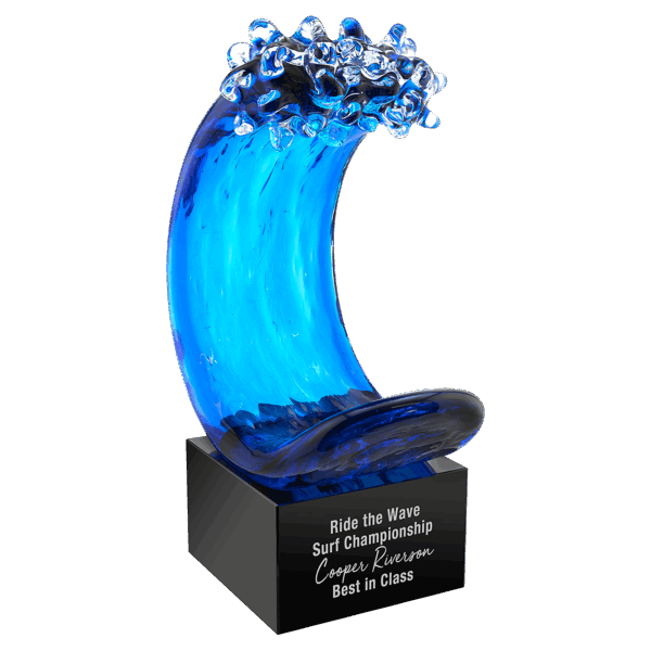 8 1/2" Blue Wave Art Glass
