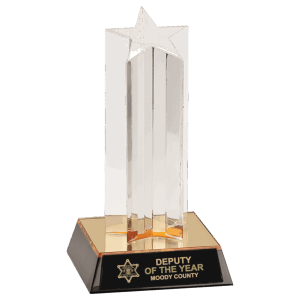 7" Clear Single Star Column Acrylic with Gold/Black Base