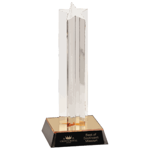 9" Clear Single Star Column Acrylic with Gold/Black Base