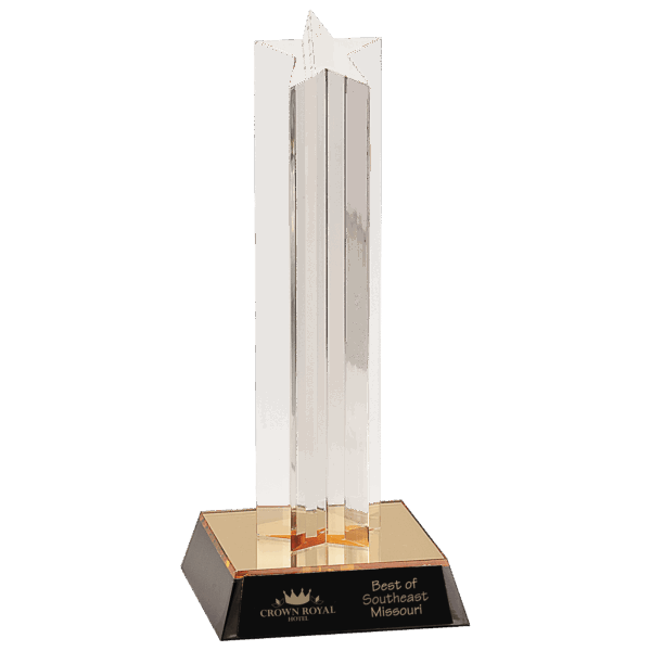 9" Clear Single Star Column Acrylic with Gold/Black Base