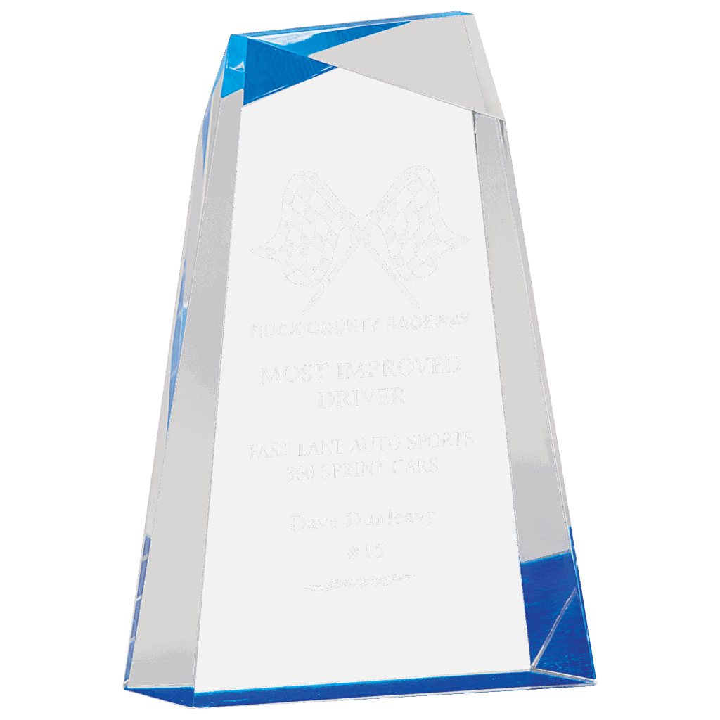8" Blue Facet Wedge Acrylic