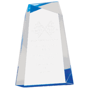 8" Blue Facet Wedge Acrylic