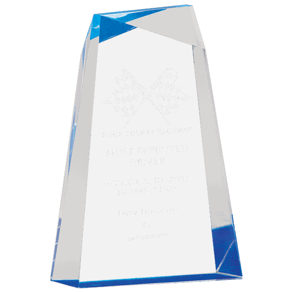 8" Blue Facet Wedge Acrylic