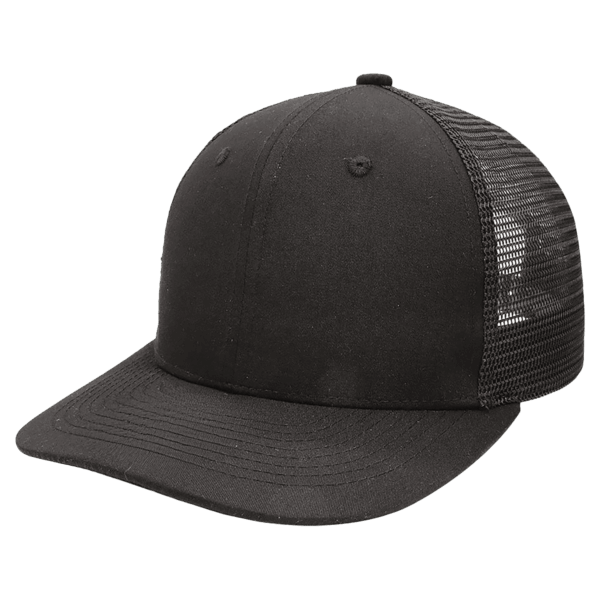 Black/Black BrimCo Classic 6-Panel Trucker Hat