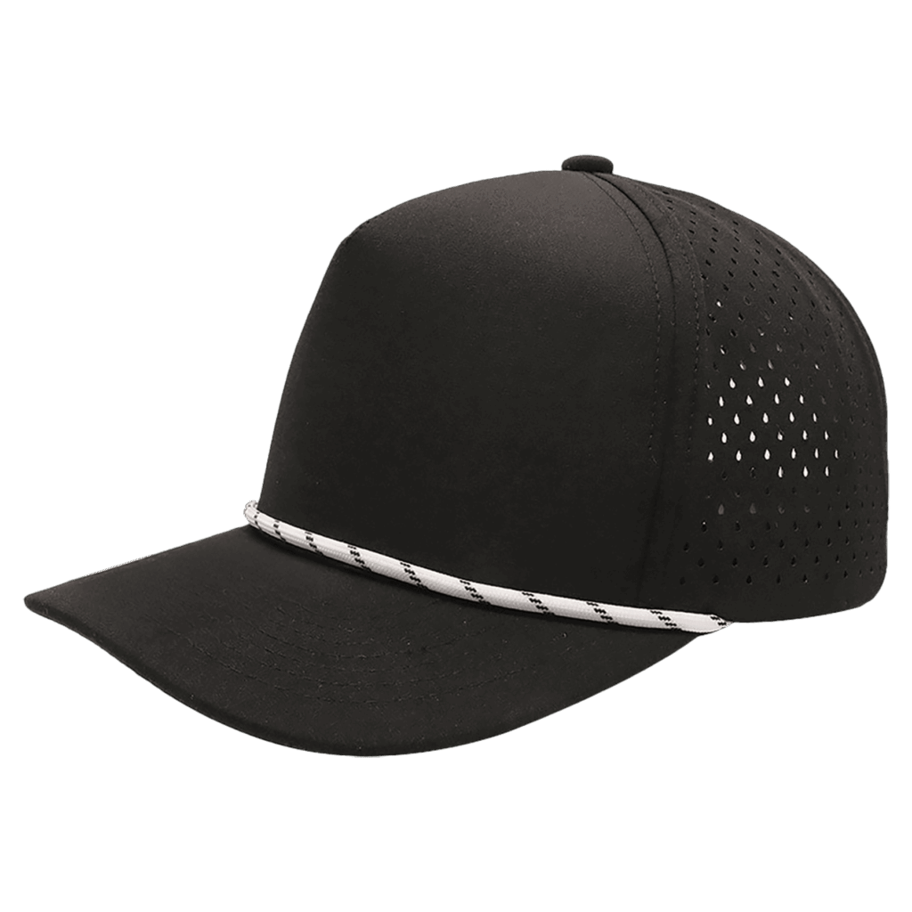 Black/Black with White Rope BrimCo 5-Panel Performance Hat