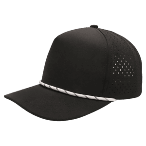 Black/Black with White Rope BrimCo 5-Panel Performance Hat
