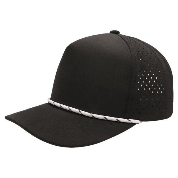 Black/Black with White Rope BrimCo 5-Panel Performance Hat