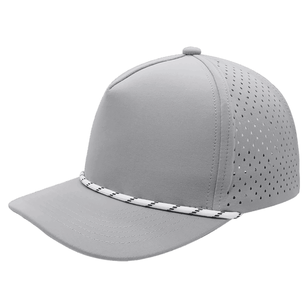 Light Gray/Light Gray with White Rope BrimCo 5-Panel Performance Hat