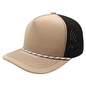 Desert Tan/Black with White Rope BrimCo 5-Panel Performance Hat