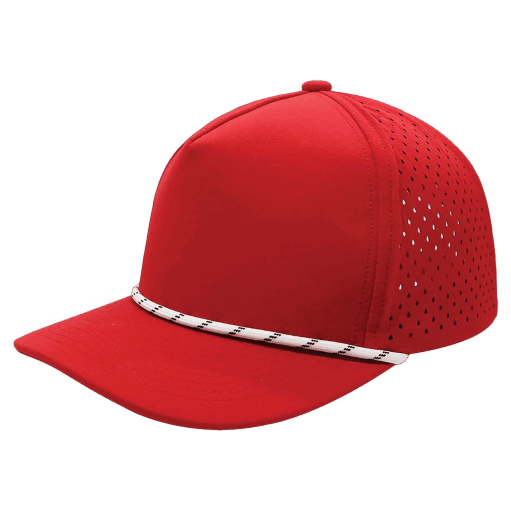 Red/Red with White Rope BrimCo 5-Panel Performance Hat