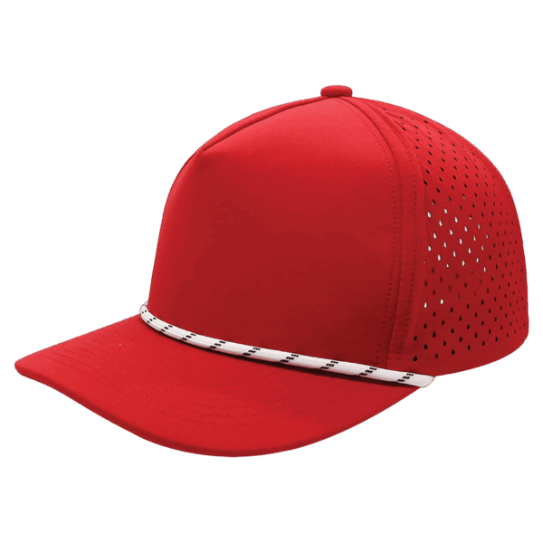 Red/Red with White Rope BrimCo 5-Panel Performance Hat