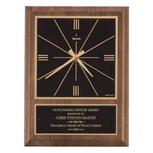 9" x 12" American Walnut Square Face Quartz Clock with Black Plate