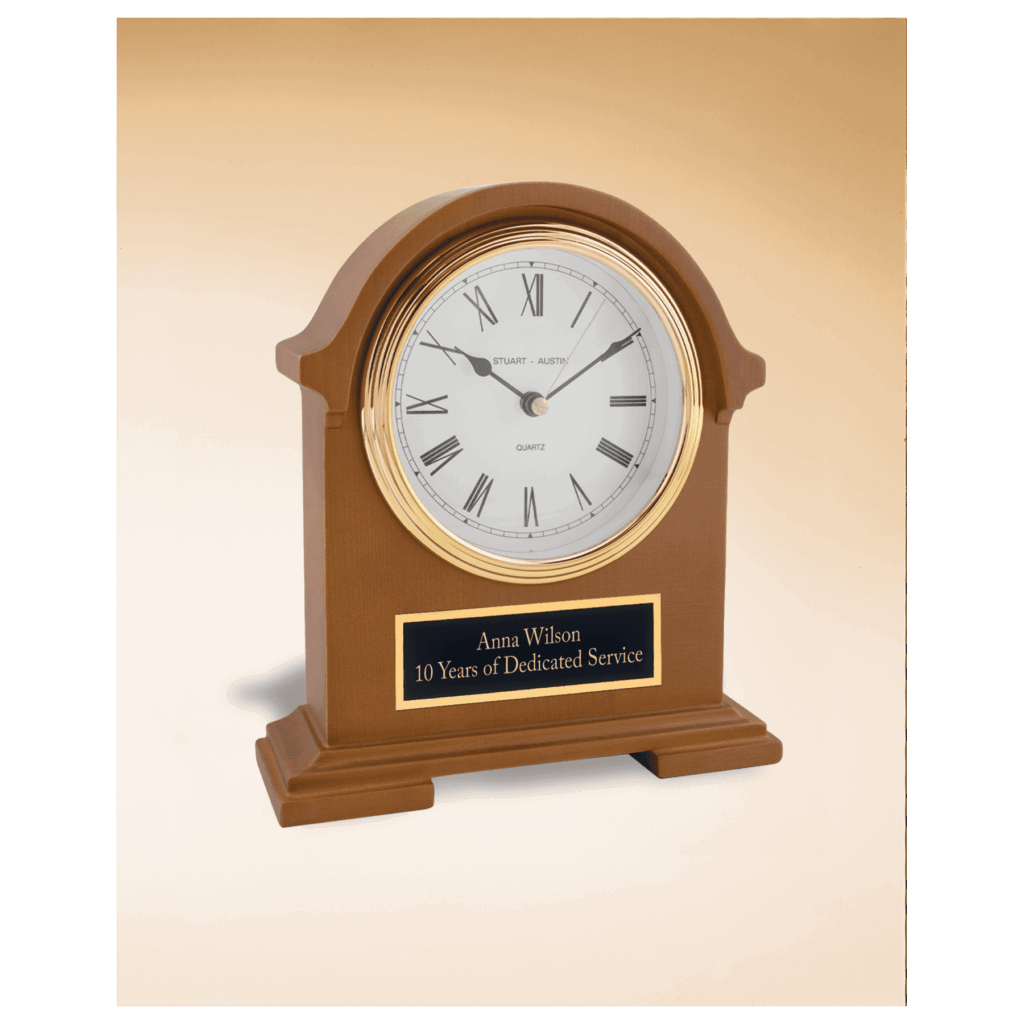 7 1/2" x 8 1/2" Napolean Clock,Traditional Style, Deep Hand Rubbed Mahogany Finish with Black Plate