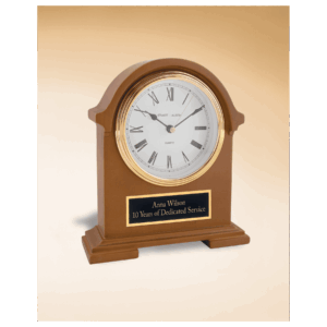 7 1/2" x 8 1/2" Napolean Clock,Traditional Style, Deep Hand Rubbed Mahogany Finish with Black Plate