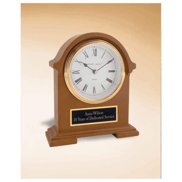 7 1/2" x 8 1/2" Napolean Clock,Traditional Style, Deep Hand Rubbed Mahogany Finish with Black Plate