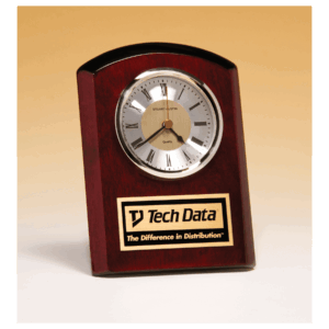 5" x 7" Rosewood Piano Finish Clock, Diamond Spun Dial,Three Hand Movement with Black Plate