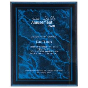 8" x 10" Blue Marble Border Clear-Plaq Acrylic