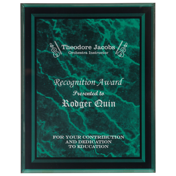 8" x 10" Green Marble Border Clear-Plaq Acrylic