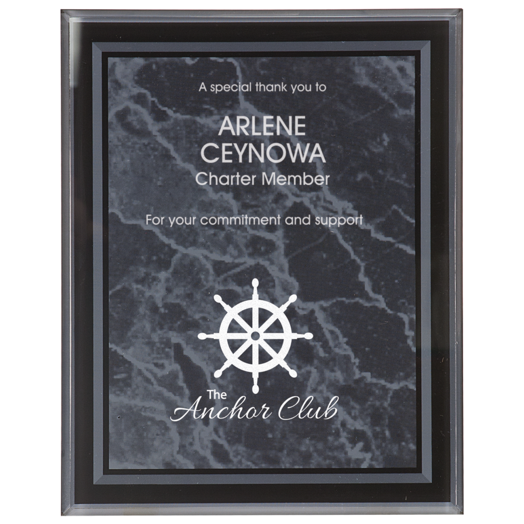 9" x 11" Black Marble Border Clear-Plaq Acrylic