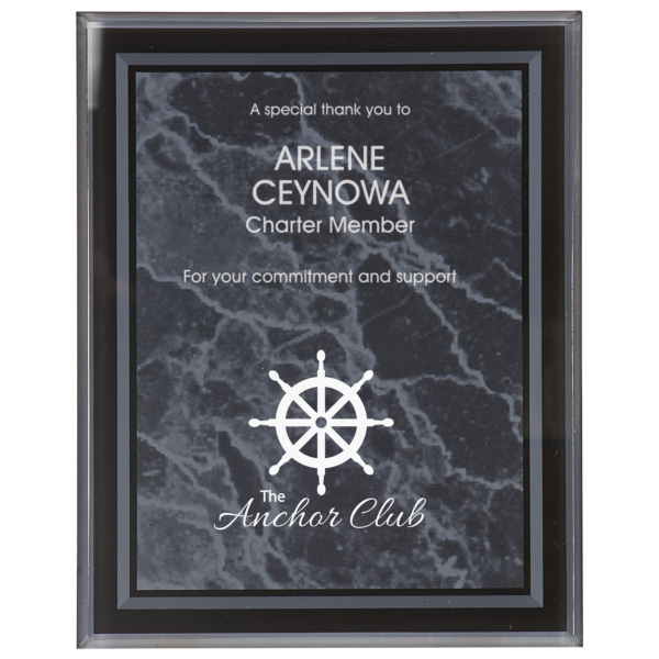 9" x 11" Black Marble Border Clear-Plaq Acrylic