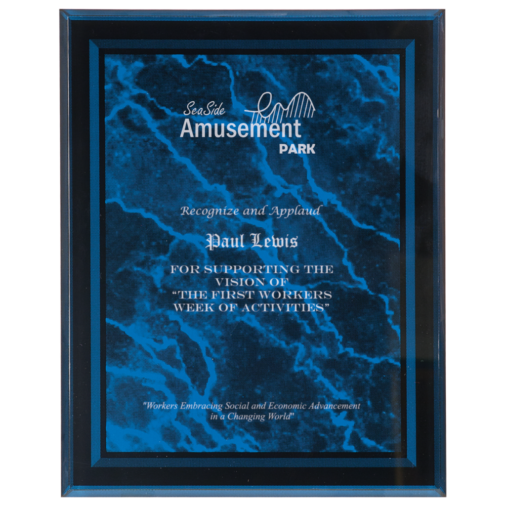 9" x 11" Blue Marble Border Clear-Plaq Acrylic
