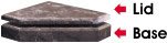 8" x 8" x 5/8" Black Marble Finish 3-Post Lid