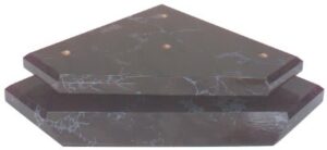 8 1/4" x 8 1/4" x 3/4" Black Marble Finish Slant Front 3-Post Set