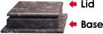 8" x 8" x 5/8" Black Marble Finish 4-Post Lid
