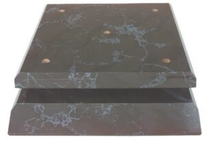 7 1/4" x 8 1/4" x 3/4" Black Marble Finish Slant Front 4-Post Set