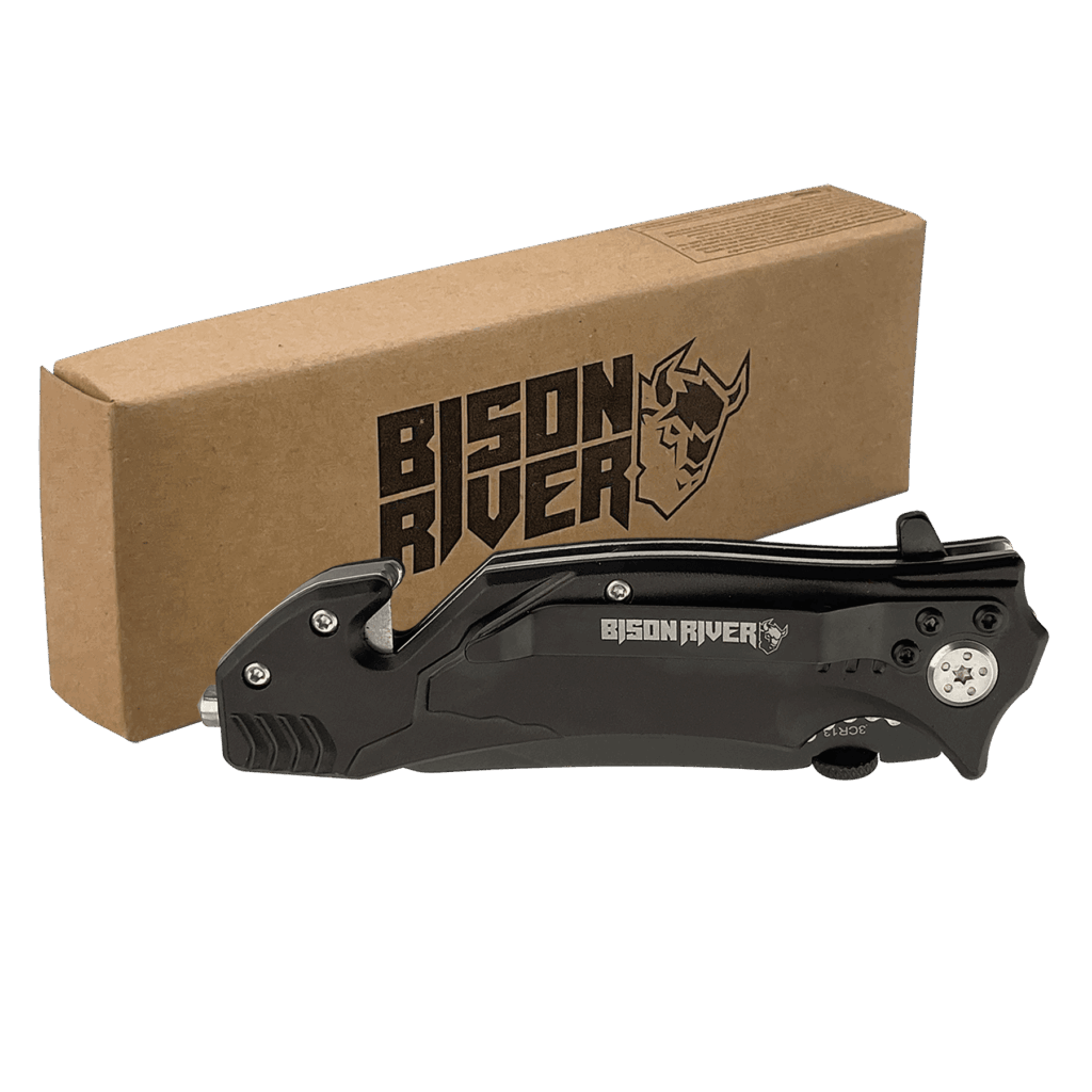 Bison River 4 1/2" Black Rescue Knife