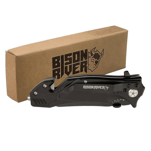 Bison River 4 1/2" Black Rescue Knife