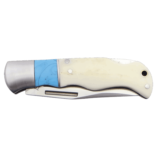 Bison River 3 1/2" Blue/Bone Folding Knife