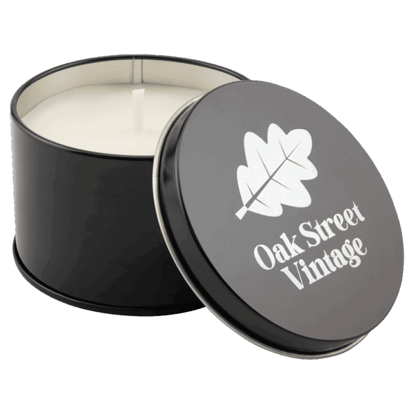 5.3 oz. Weathered Oak Candle in a Black Metal Tin