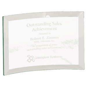 6" x 4" x 1/4" Beveled Jade Glass Crescent