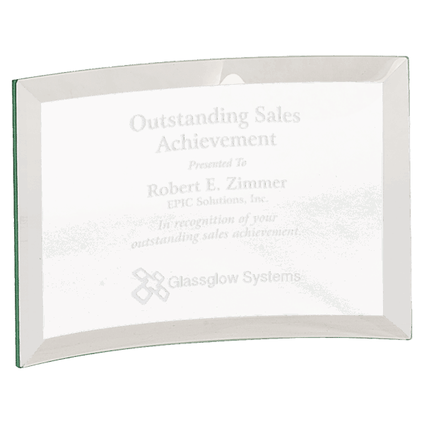 6" x 4" x 1/4" Beveled Jade Glass Crescent