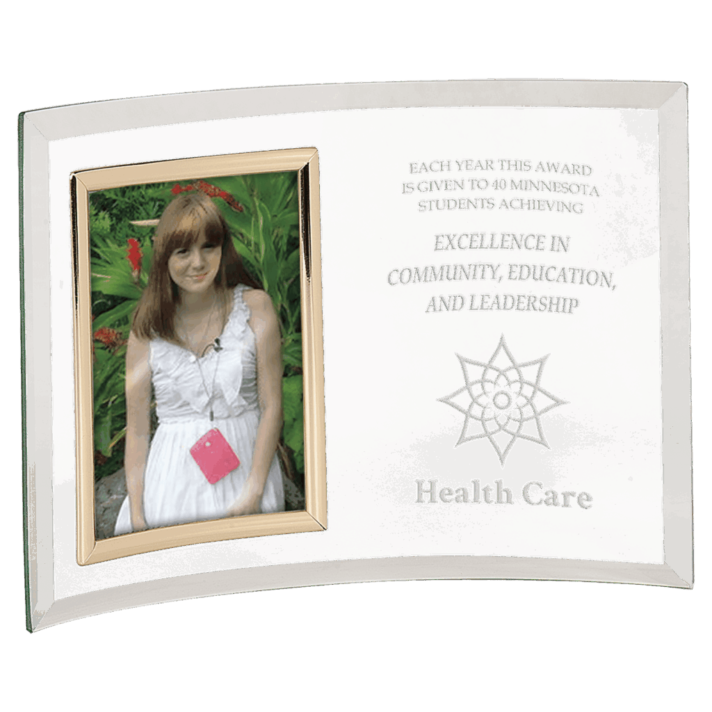 10" x 7" Jade Glass Crescent with 3 1/2" x 5" Picture Frame