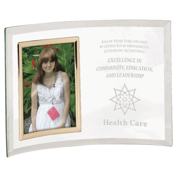 10" x 7" Jade Glass Crescent with 3 1/2" x 5" Picture Frame
