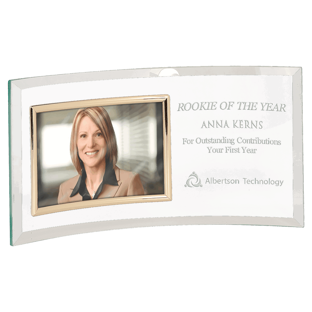 12 3/4" x 6 1/2" Jade Glass Crescent with 6" x 4" Picture Frame