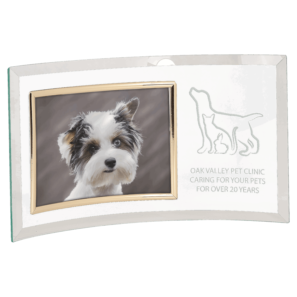 13" x 7 1/2" Jade Glass Crescent with 7" x 5" Picture Frame
