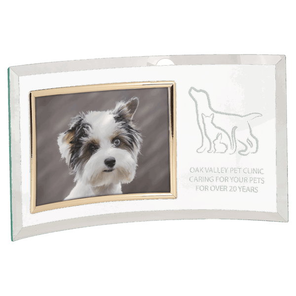 13" x 7 1/2" Jade Glass Crescent with 7" x 5" Picture Frame