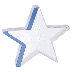 6 3/4" x 6" Star Acrylic with Blue Edge