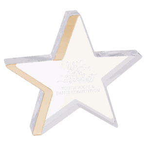 6 3/4" x 6" Star Acrylic with Gold Edge