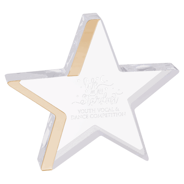 6 3/4" x 6" Star Acrylic with Gold Edge