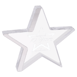 6 3/4" x 6" Star Acrylic with Silver Edge