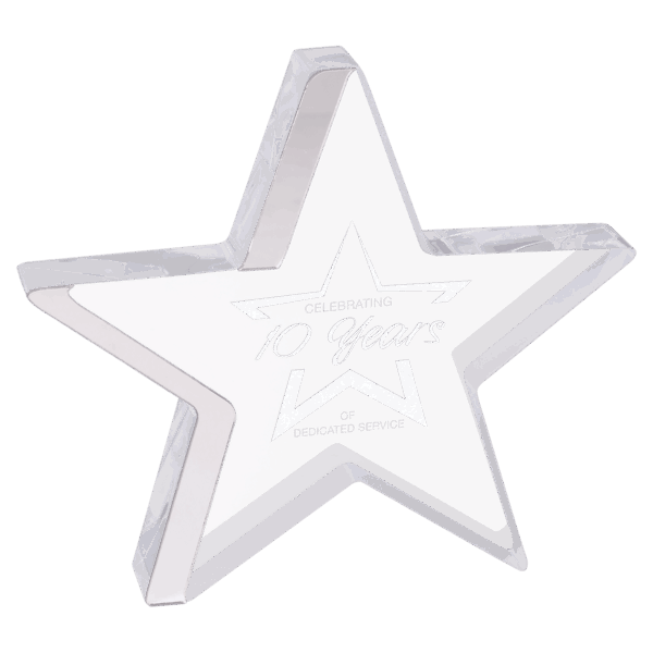 6 3/4" x 6" Star Acrylic with Silver Edge