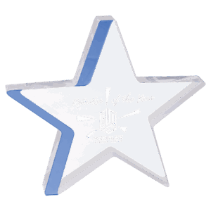 7 3/4" x 7" Star Acrylic with Blue Edge