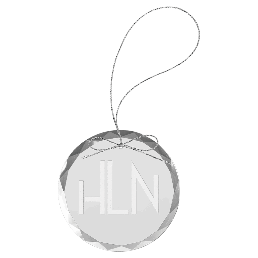 3 1/4" Clear Round Glass Ornament with Silver String
