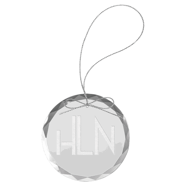 3 1/4" Clear Round Glass Ornament with Silver String