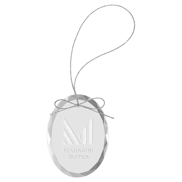 3 1/4" Clear Oval Glass Ornament with Silver String