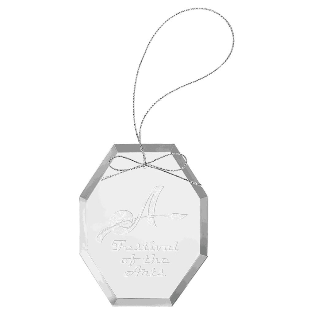 3 3/4" Clear Octagon Glass Ornament with Silver String